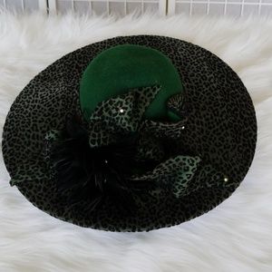 Vintage green cheetah print winter hat